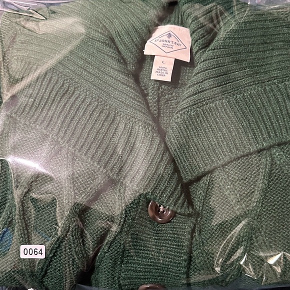 St. Johns Bay Dark Forest Green Cable Knit Sweater Poncho Size L - Picture 8 of 8